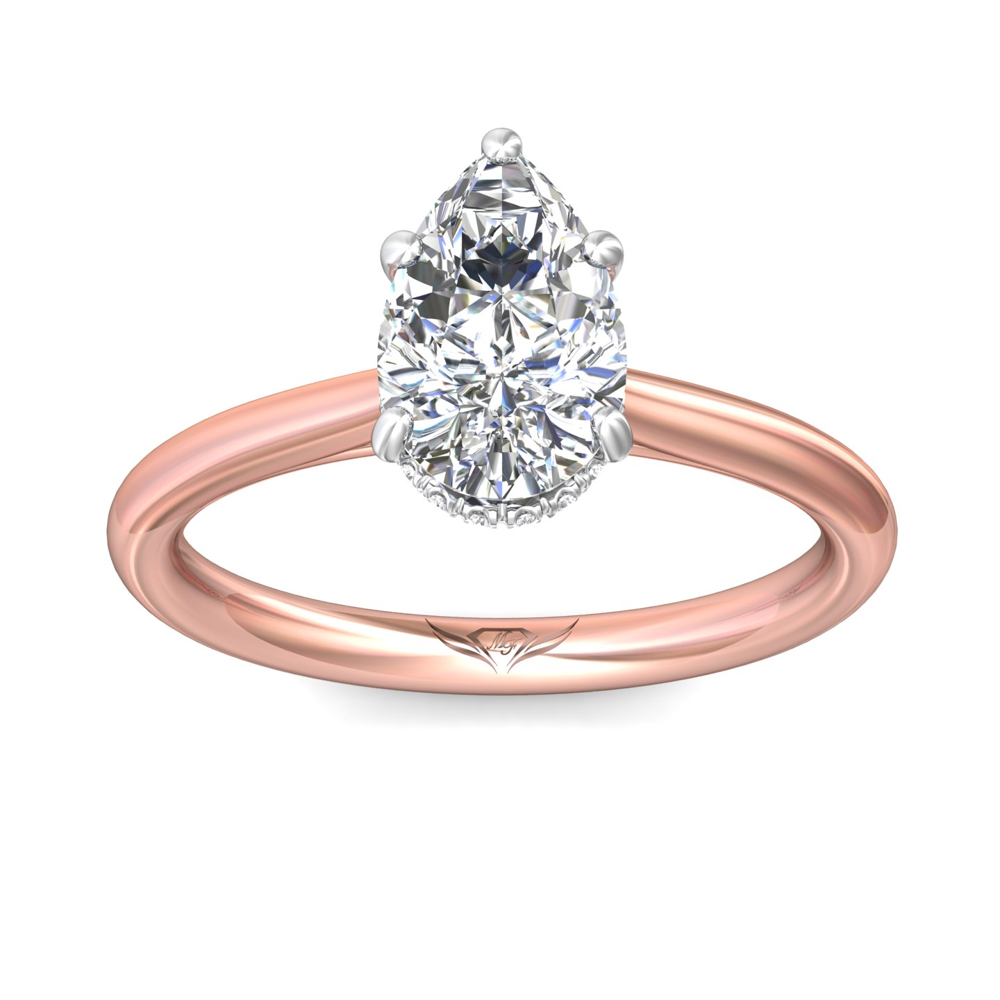 14K Rose and White Gold Oval Diamond Engagement Ring
