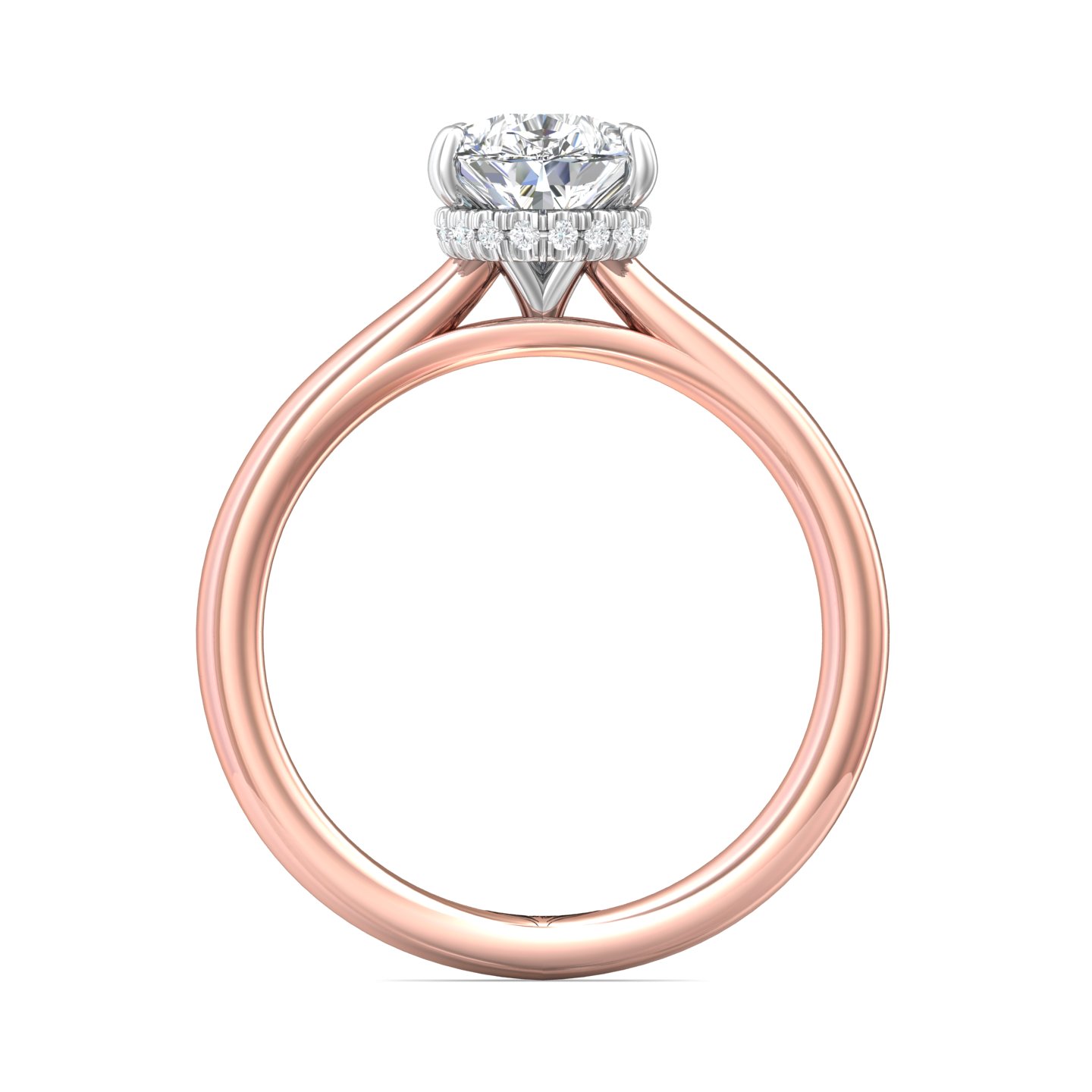 14K Rose and White Gold Oval Diamond Engagement Ring