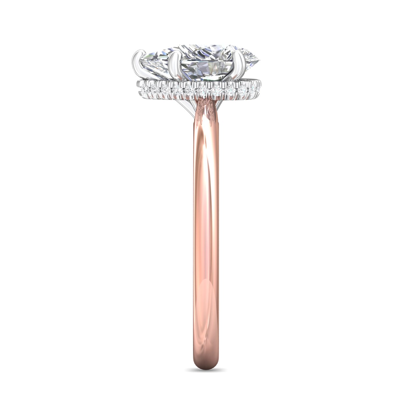 14K Rose and White Gold Oval Diamond Engagement Ring