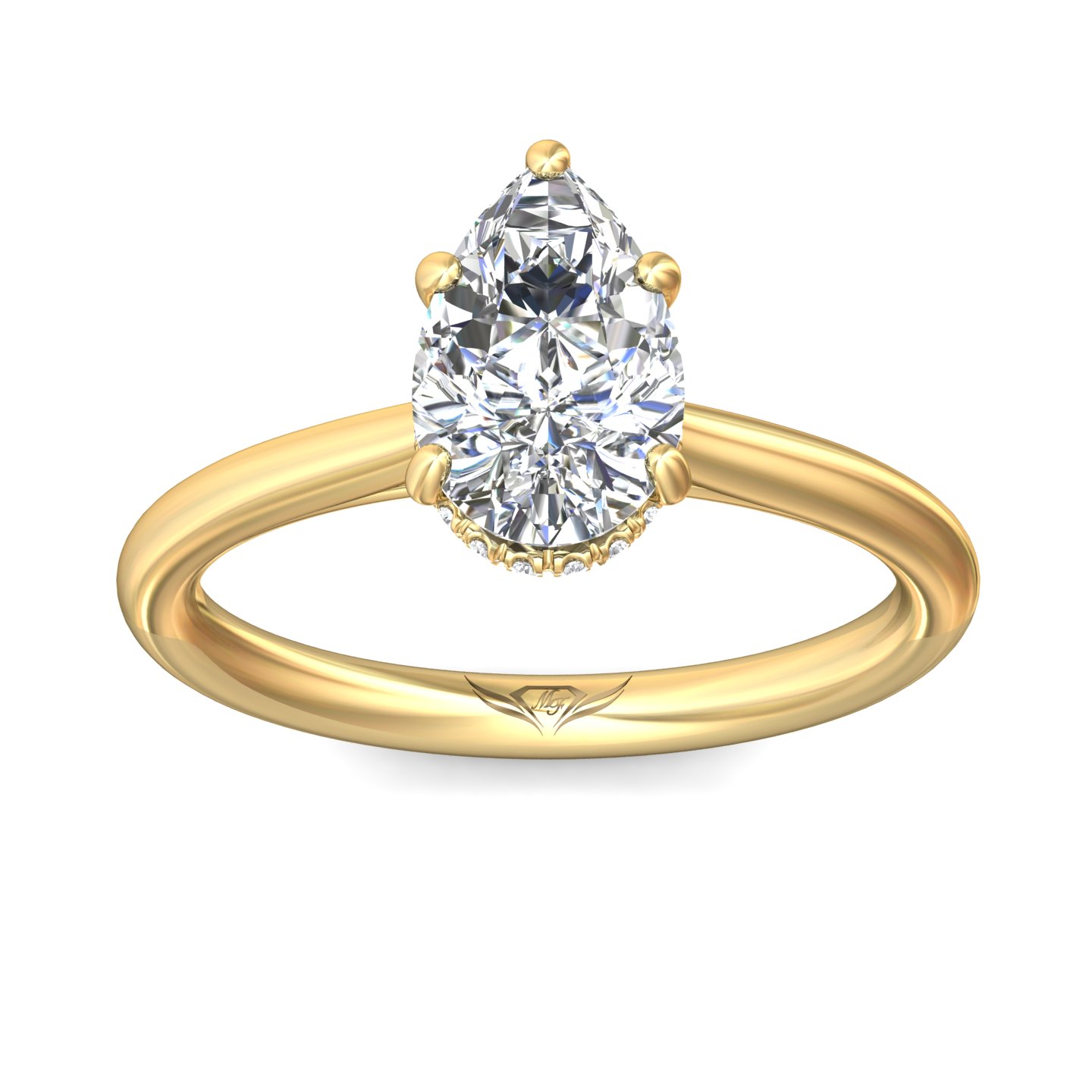 14K Yellow Gold Oval Diamond Engagement Ring