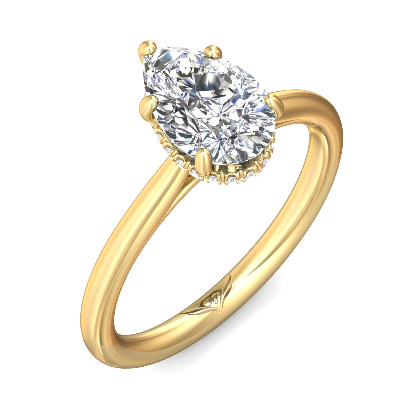 14K Yellow Gold Oval Diamond Engagement Ring