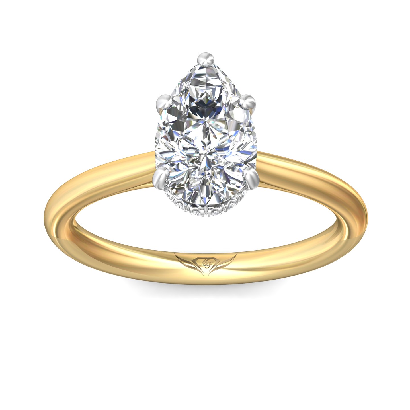 14K Yellow Gold and Platinum Oval Diamond Engagement Ring
