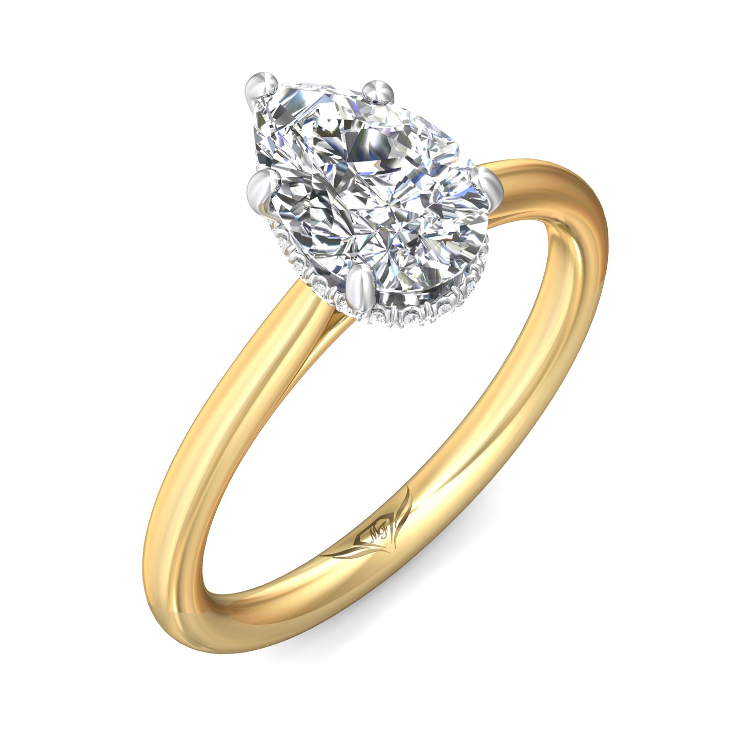 14K Yellow Gold and Platinum Oval Diamond Engagement Ring