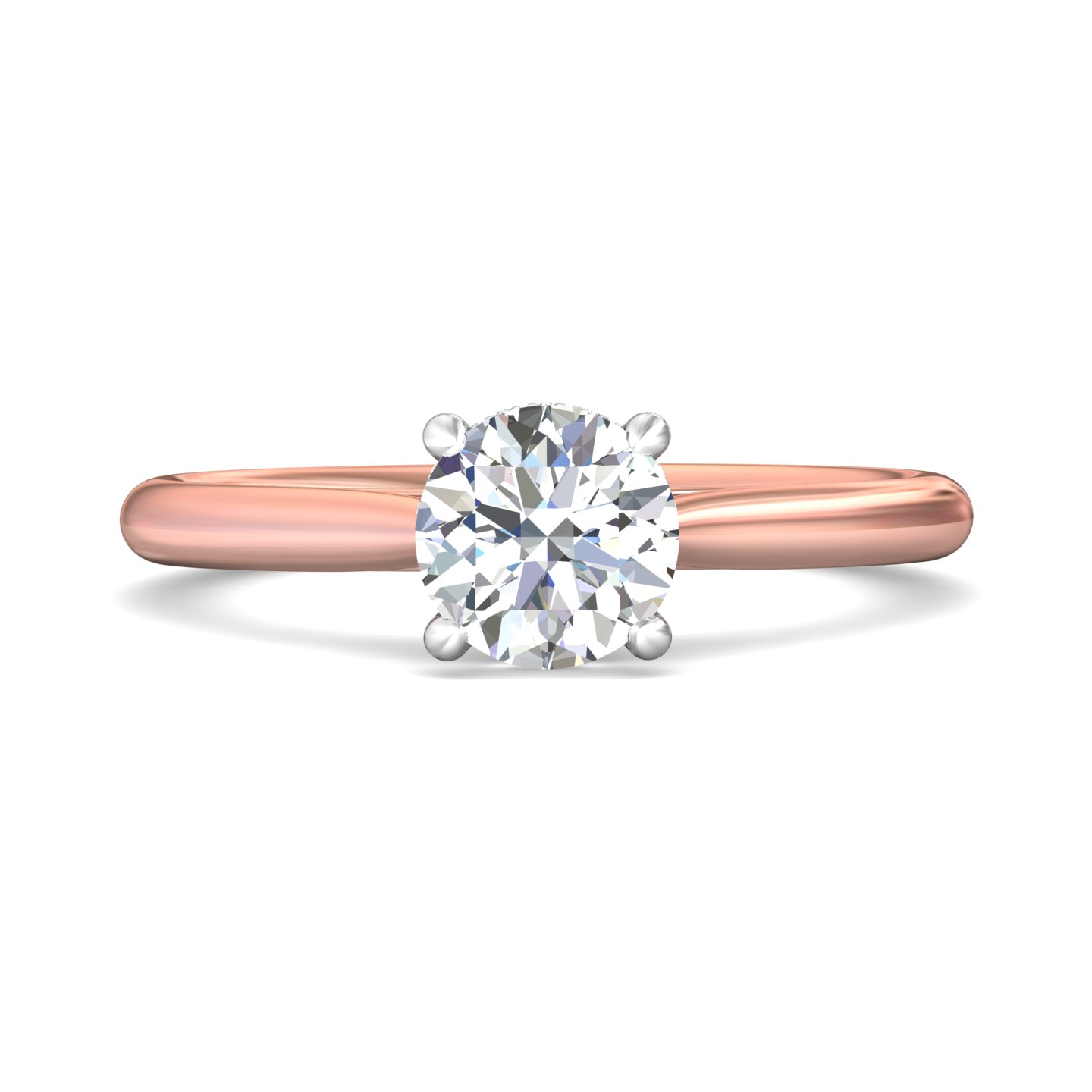 18K White and Rose Gold Round Diamond Engagement Ring