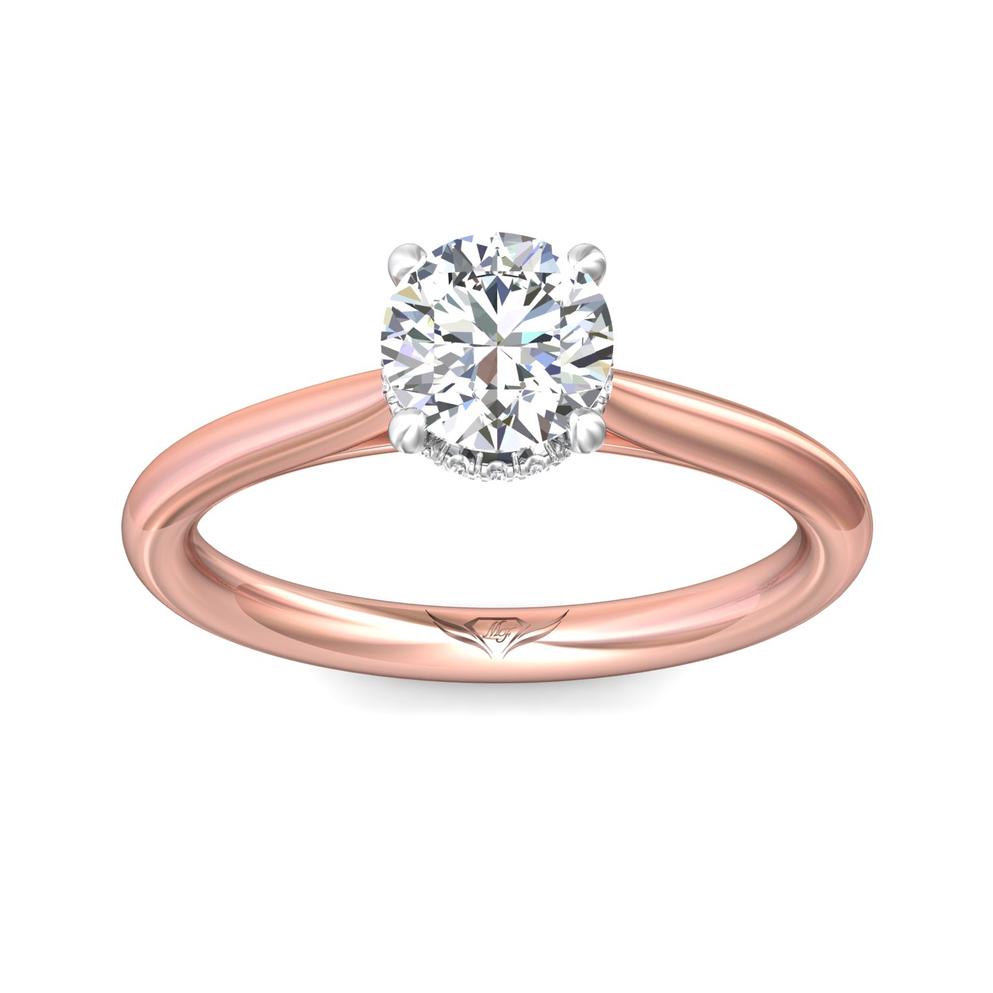 18K White and Rose Gold Round Diamond Engagement Ring