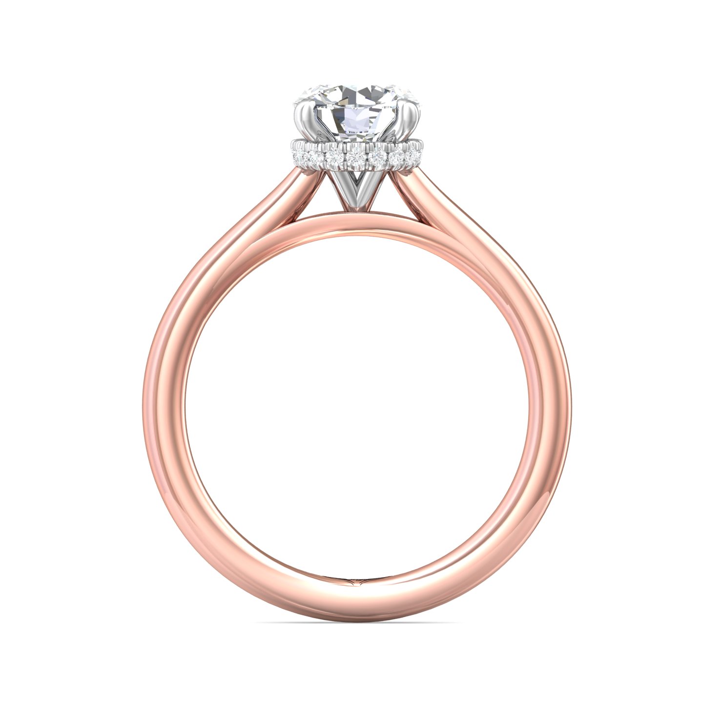 18K White and Rose Gold Round Diamond Engagement Ring