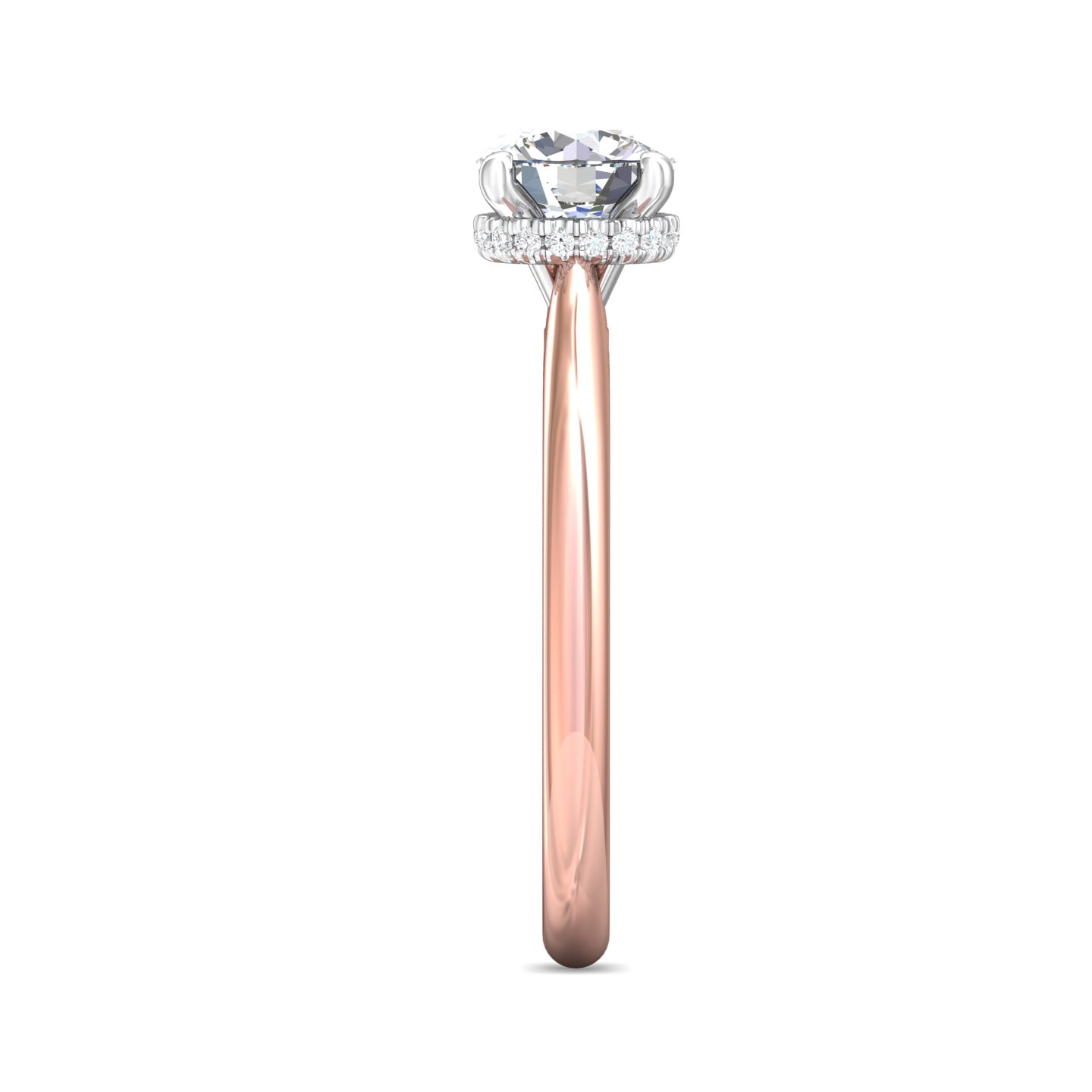18K White and Rose Gold Round Diamond Engagement Ring