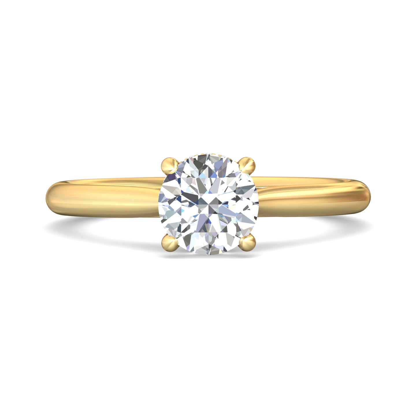 18K Yellow Gold Round Diamond Engagement Ring