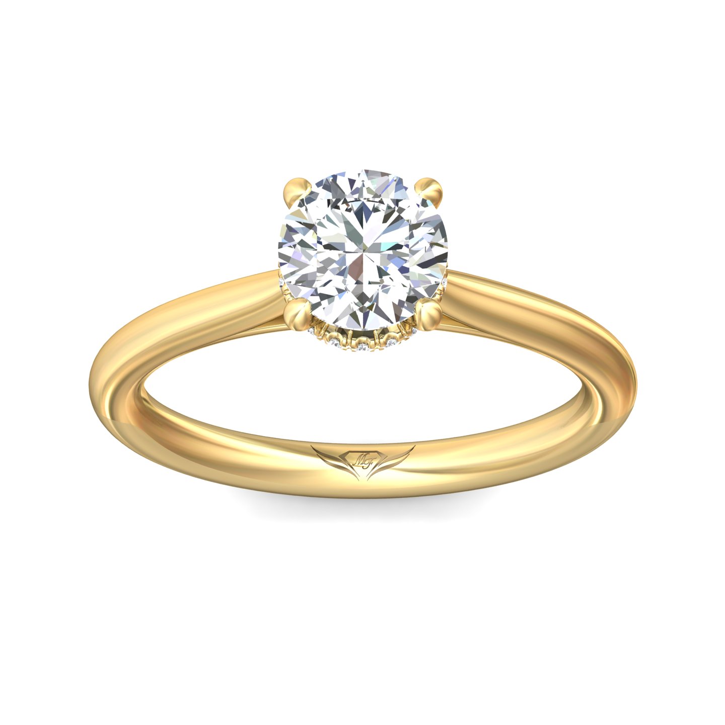 18K Yellow Gold Round Diamond Engagement Ring