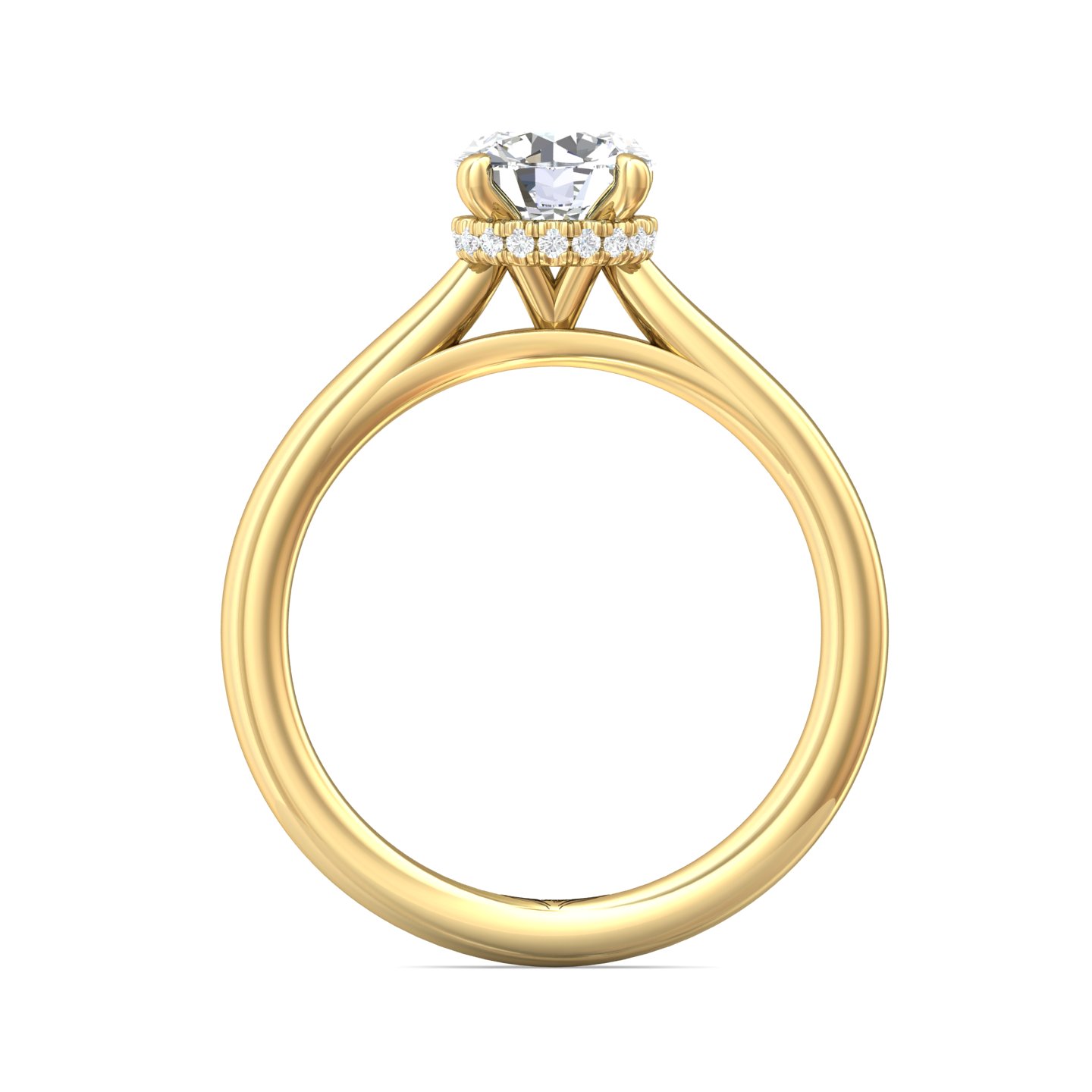 18K Yellow Gold Round Diamond Engagement Ring