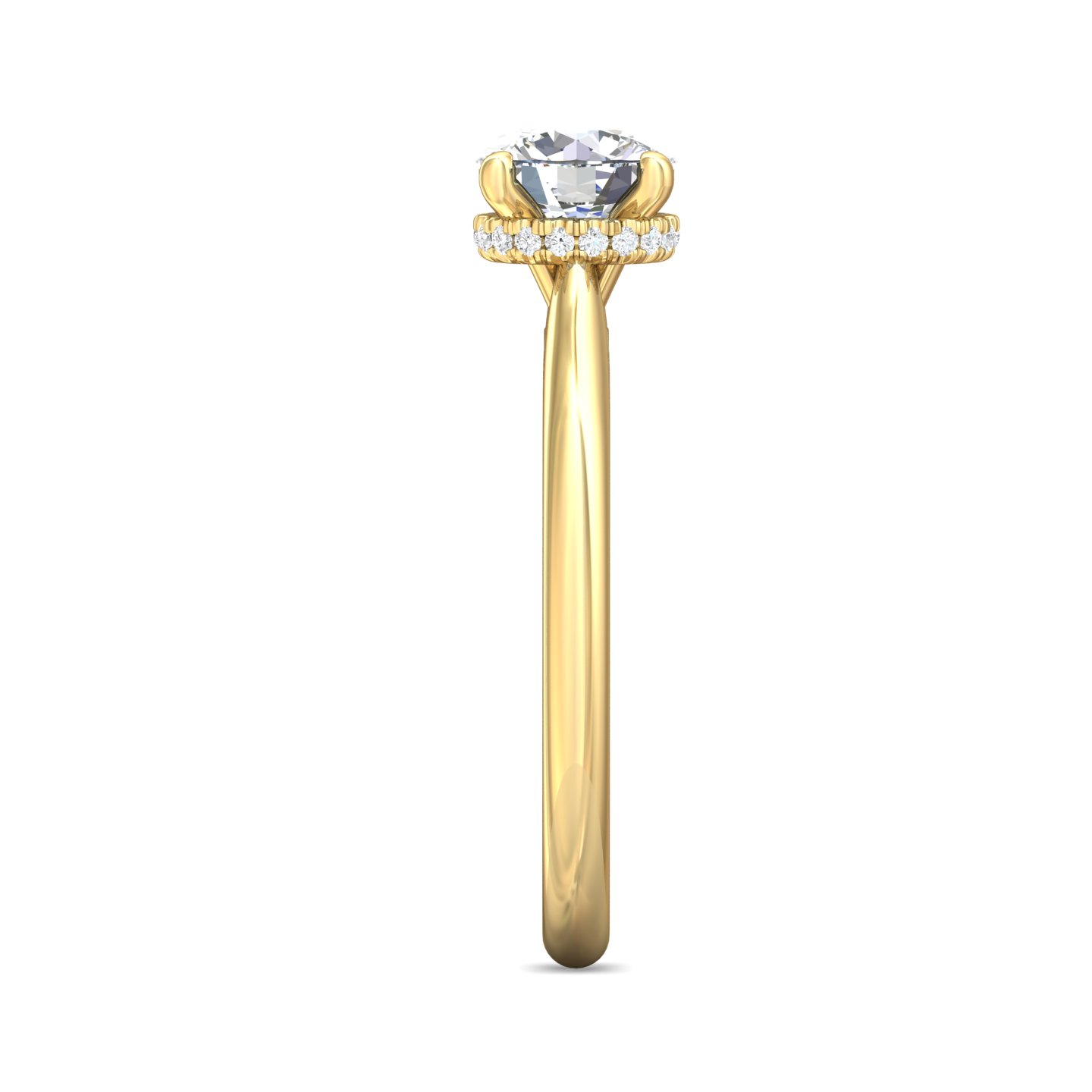 18K Yellow Gold Round Diamond Engagement Ring