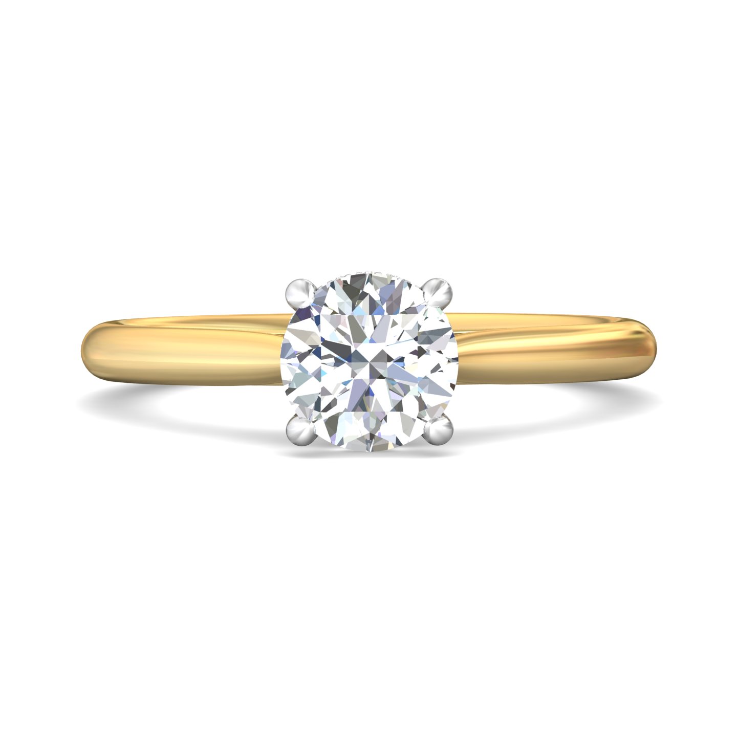 18K White and Yellow Gold Round Diamond Engagement Ring