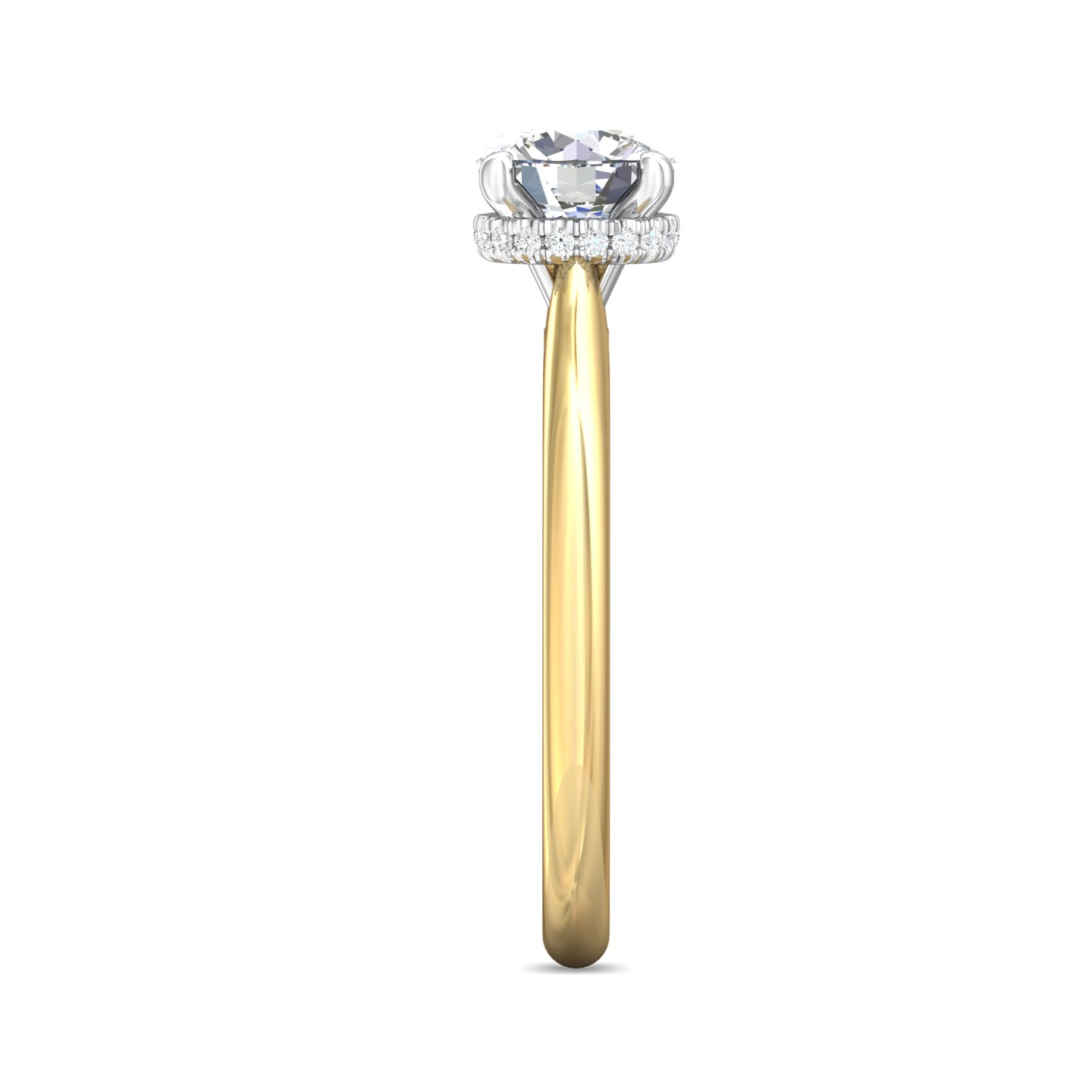 18K White and Yellow Gold Round Diamond Engagement Ring