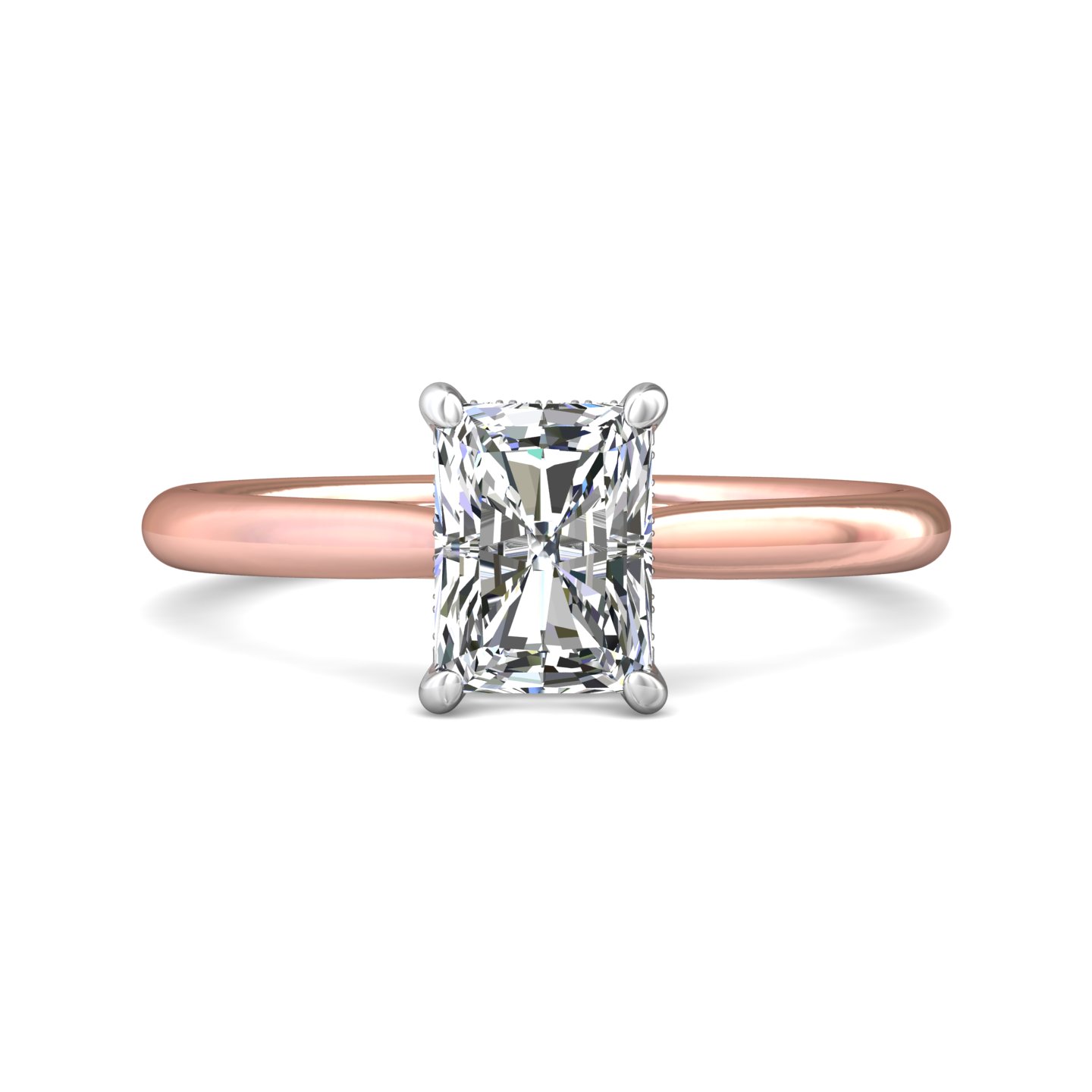 18K White and Rose Gold Radiant Diamond Engagement Ring