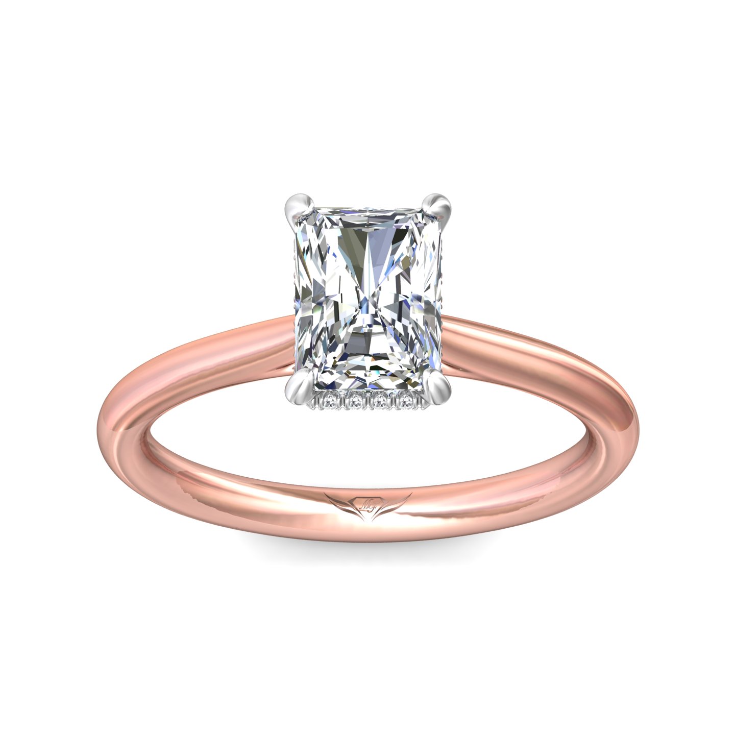 18K White and Rose Gold Radiant Diamond Engagement Ring