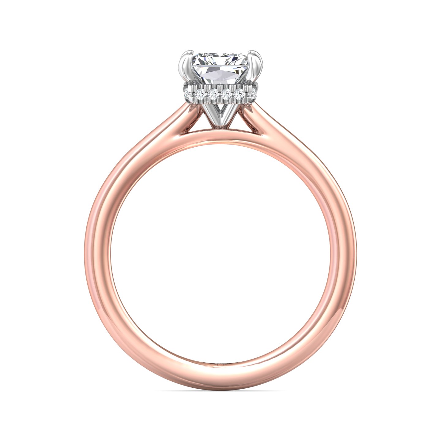 18K White and Rose Gold Radiant Diamond Engagement Ring