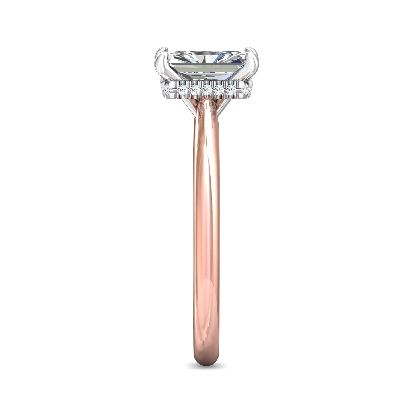 18K White and Rose Gold Radiant Diamond Engagement Ring