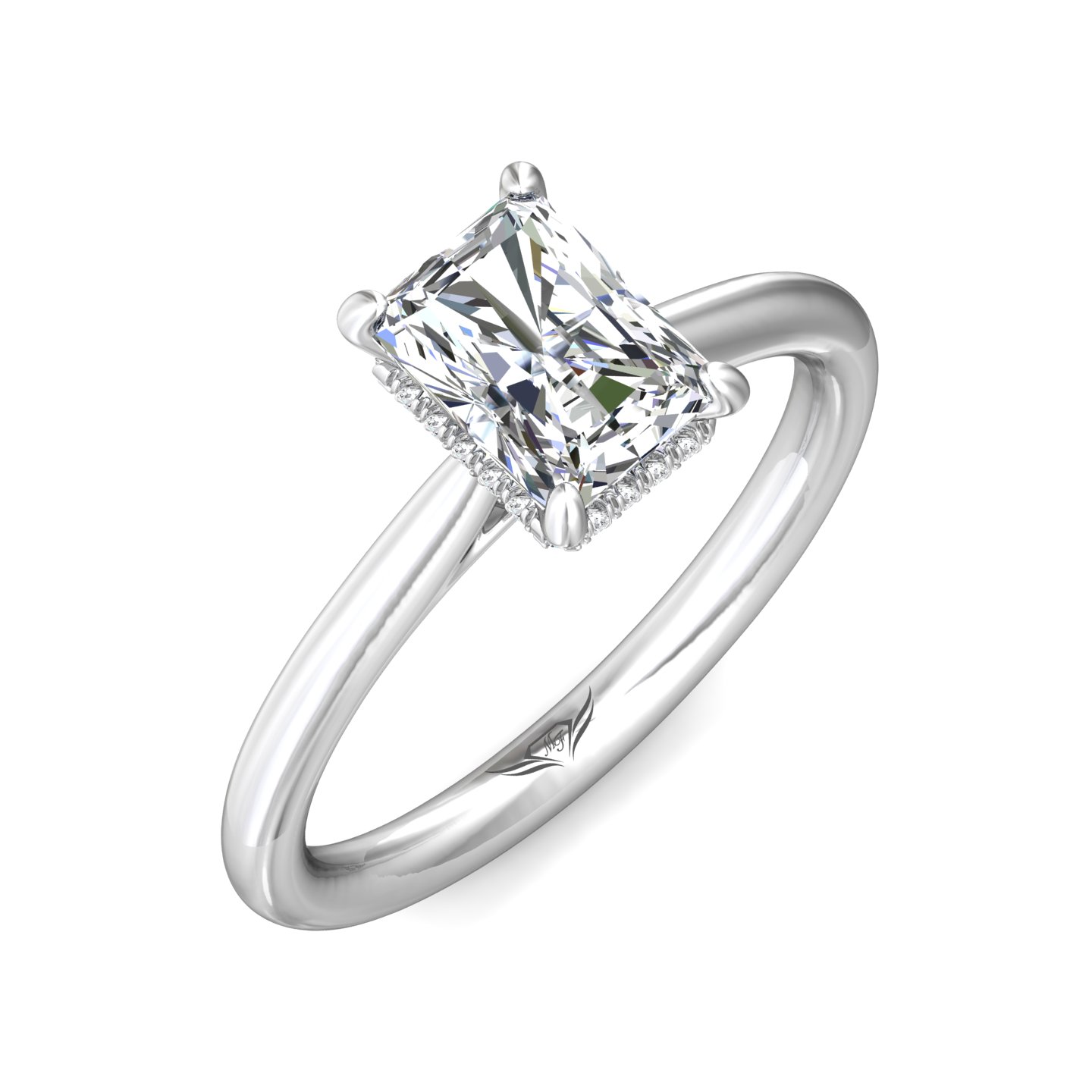 18K White Gold Radiant Diamond Engagement Ring