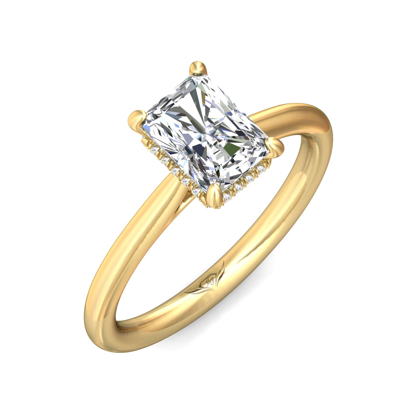 18K Yellow Gold Radiant Diamond Engagement Ring