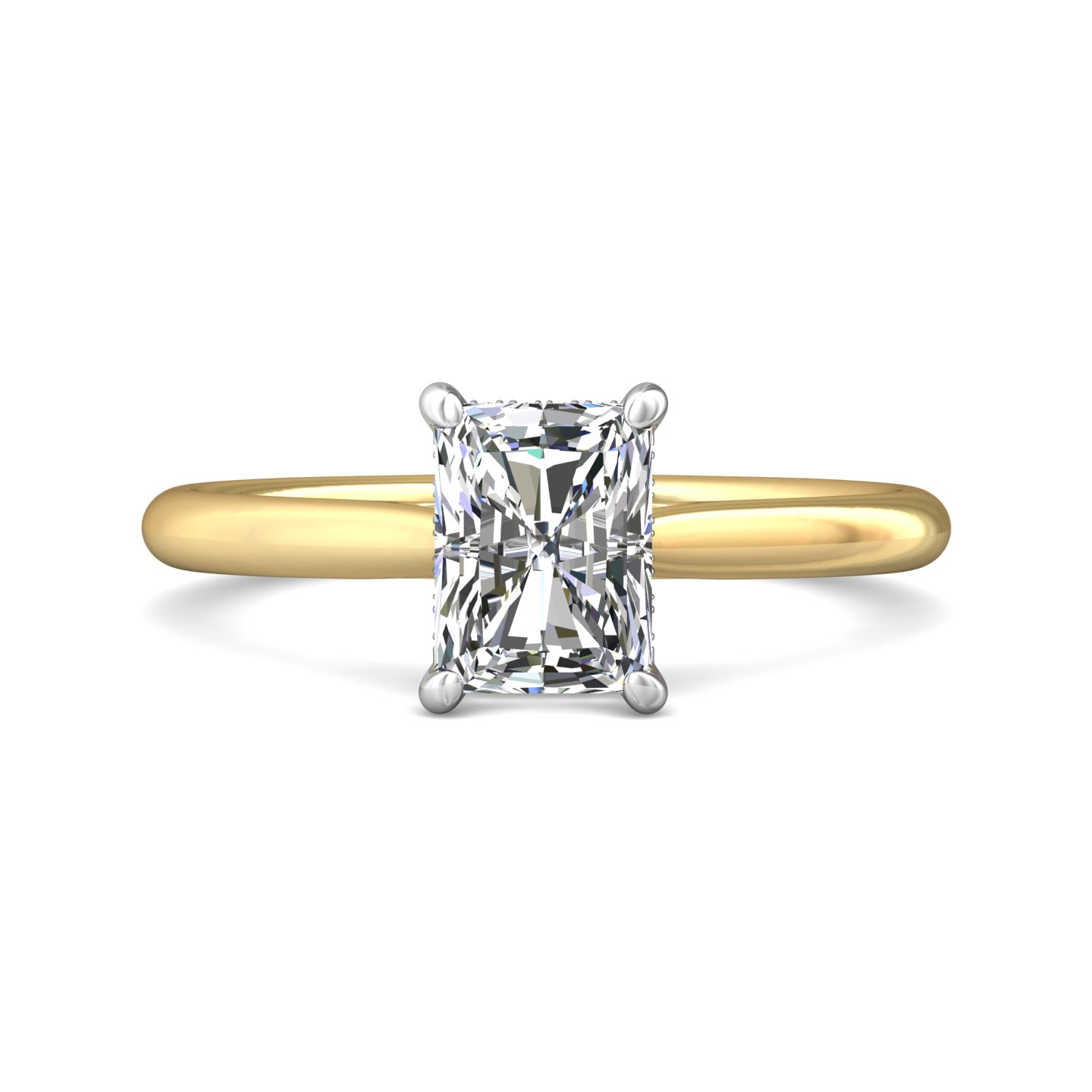 14K Yellow and White Gold Radiant Diamond Engagement Ring