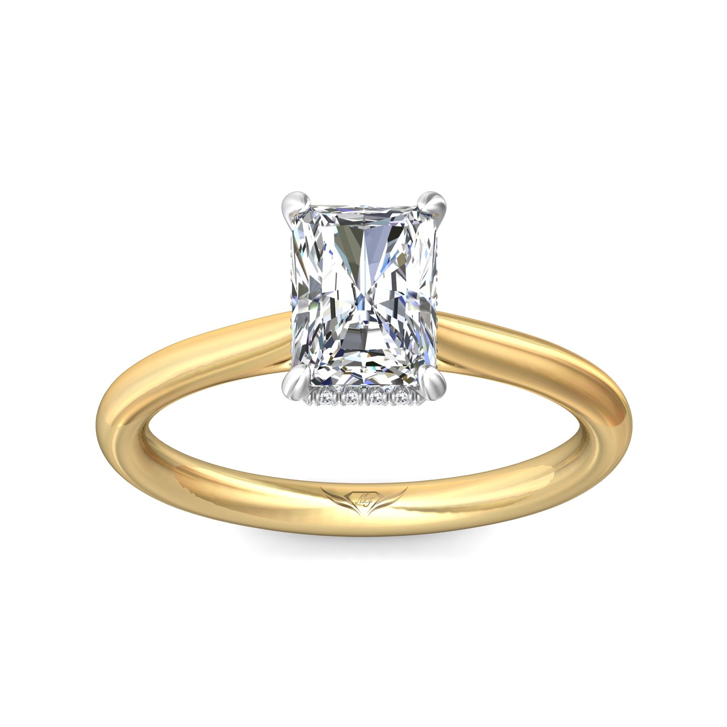 18K White and Yellow Gold Radiant Diamond Engagement Ring