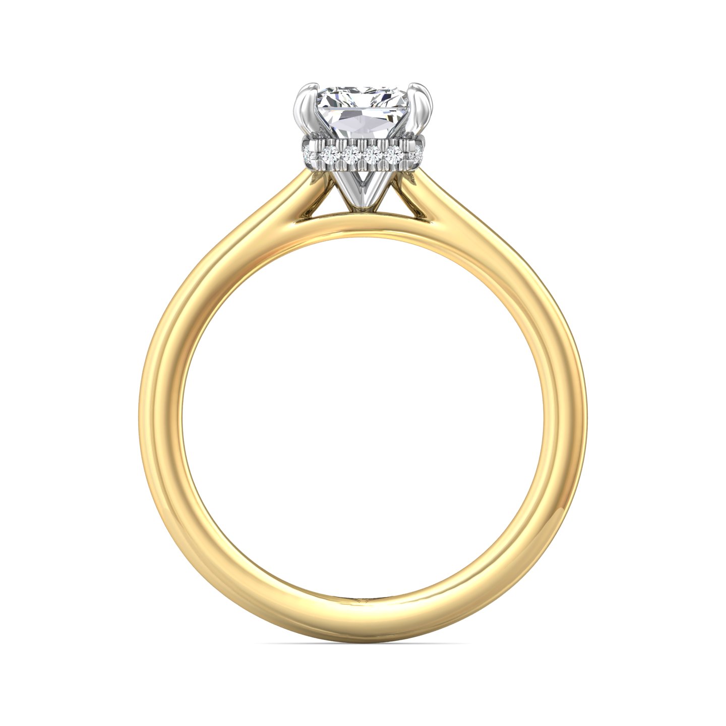 18K White and Yellow Gold Radiant Diamond Engagement Ring