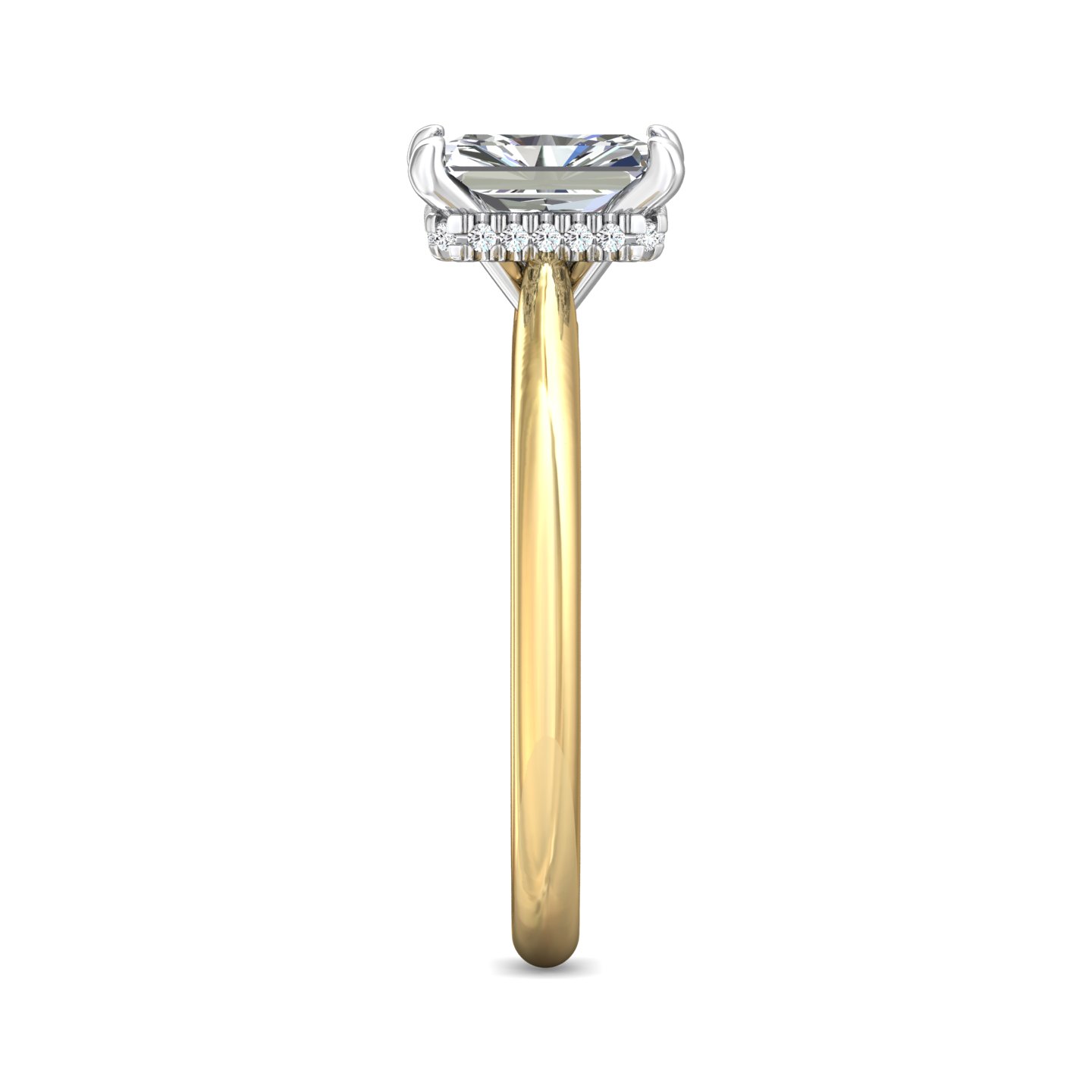 18K White and Yellow Gold Radiant Diamond Engagement Ring