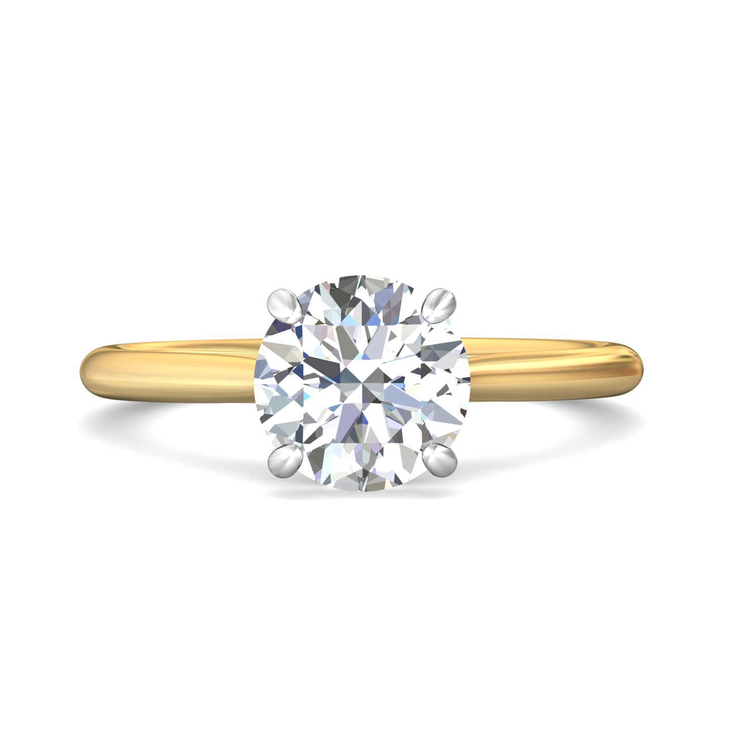 14K Yellow and White Gold Round Diamond Engagement Ring