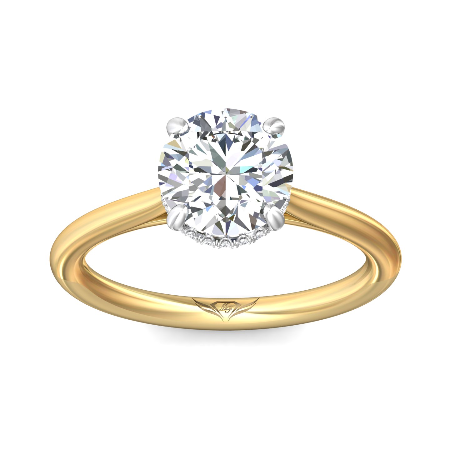 14K Yellow and White Gold Round Diamond Engagement Ring