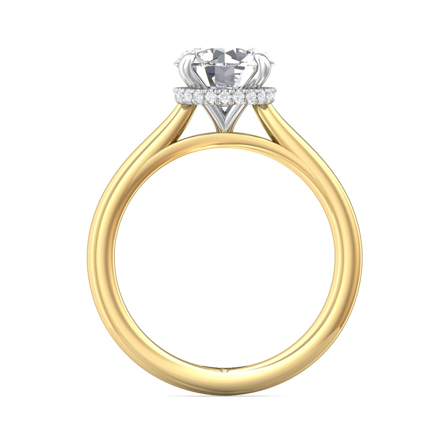 14K Yellow and White Gold Round Diamond Engagement Ring