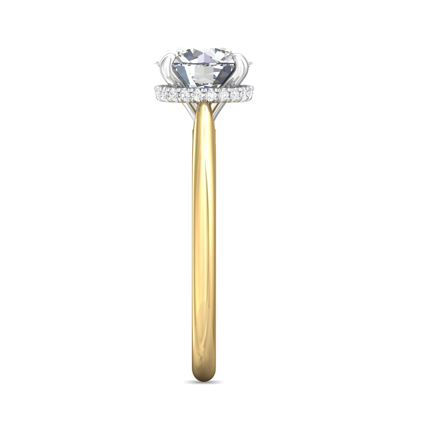 14K Yellow and White Gold Round Diamond Engagement Ring