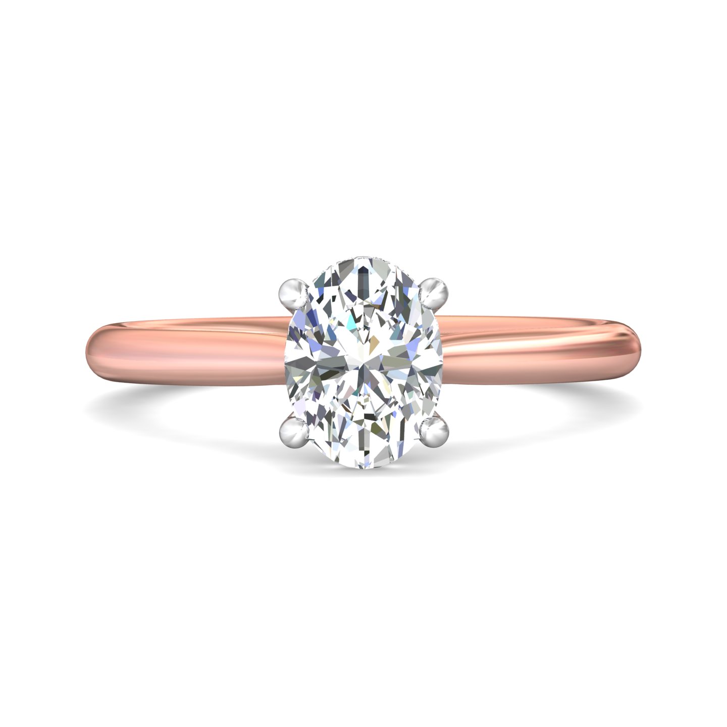 14K Rose and White Gold Oval Diamond Engagement Ring