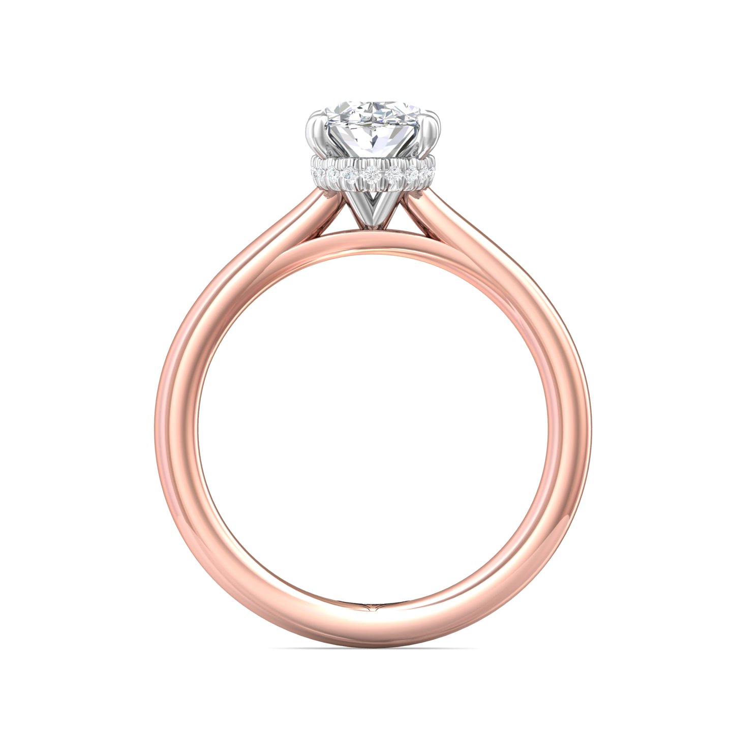 14K Rose and White Gold Oval Diamond Engagement Ring