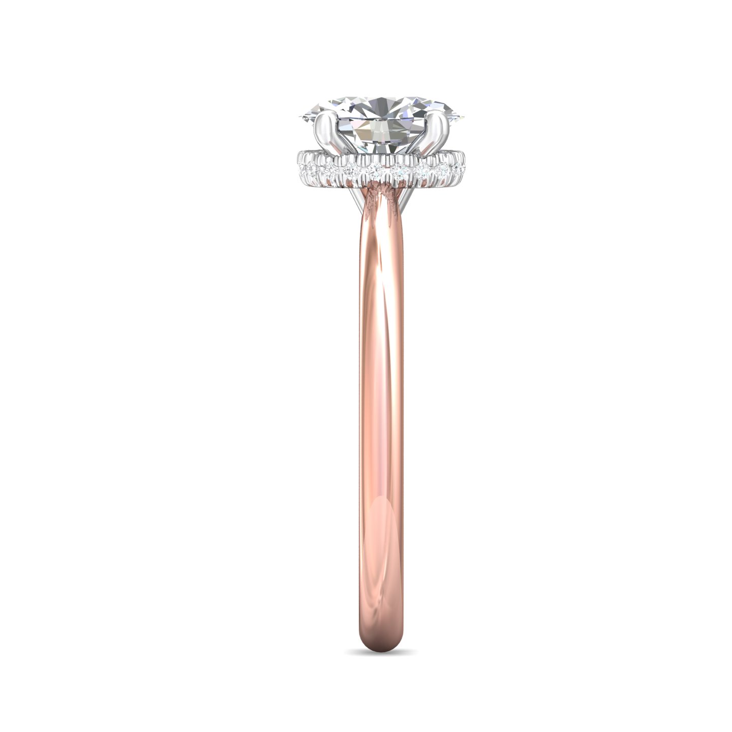 14K Rose and White Gold Oval Diamond Engagement Ring