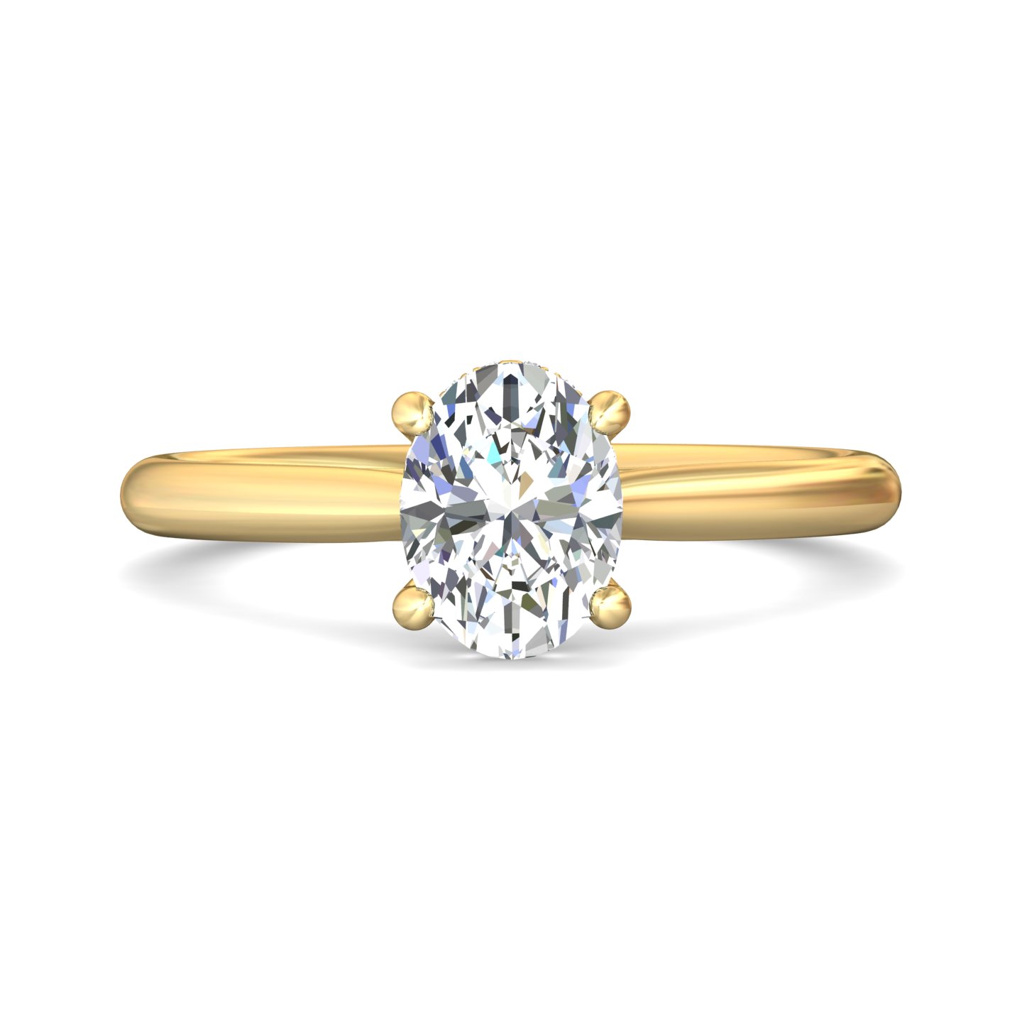 14K Yellow Gold Oval Diamond Engagement Ring