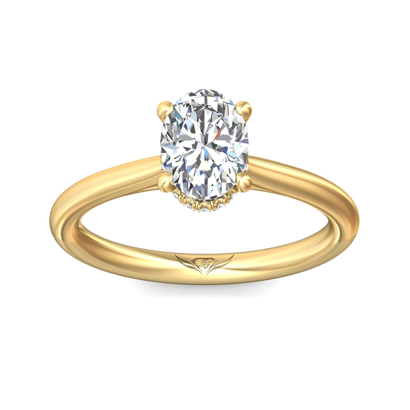 14K Yellow Gold Oval Diamond Engagement Ring