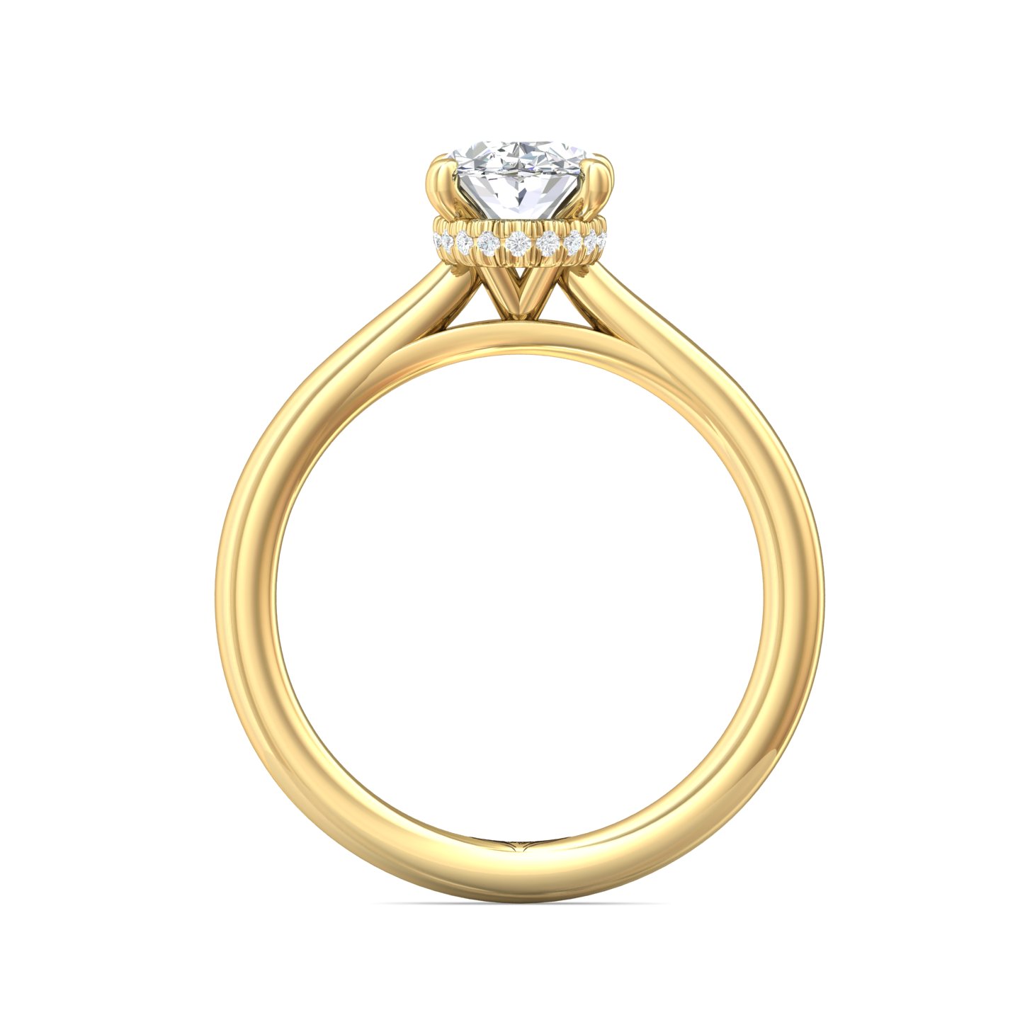 14K Yellow Gold Oval Diamond Engagement Ring
