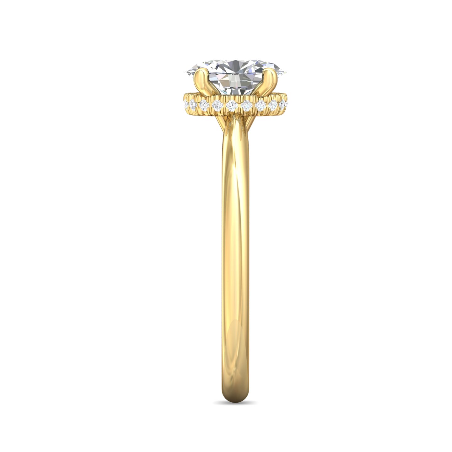 14K Yellow Gold Oval Diamond Engagement Ring