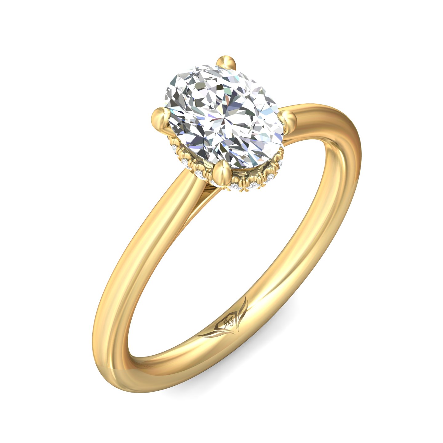14K Yellow Gold Oval Diamond Engagement Ring