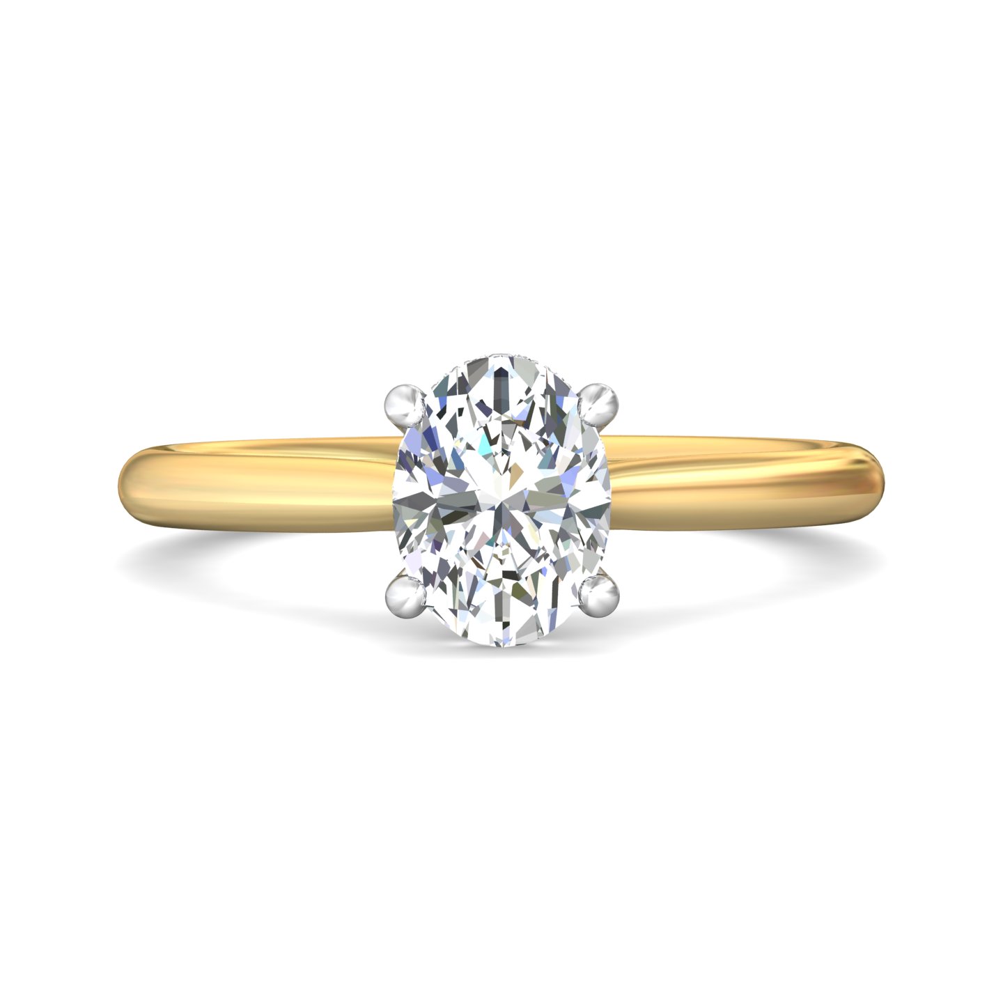 14K Yellow and White Gold Oval Diamond Engagement Ring