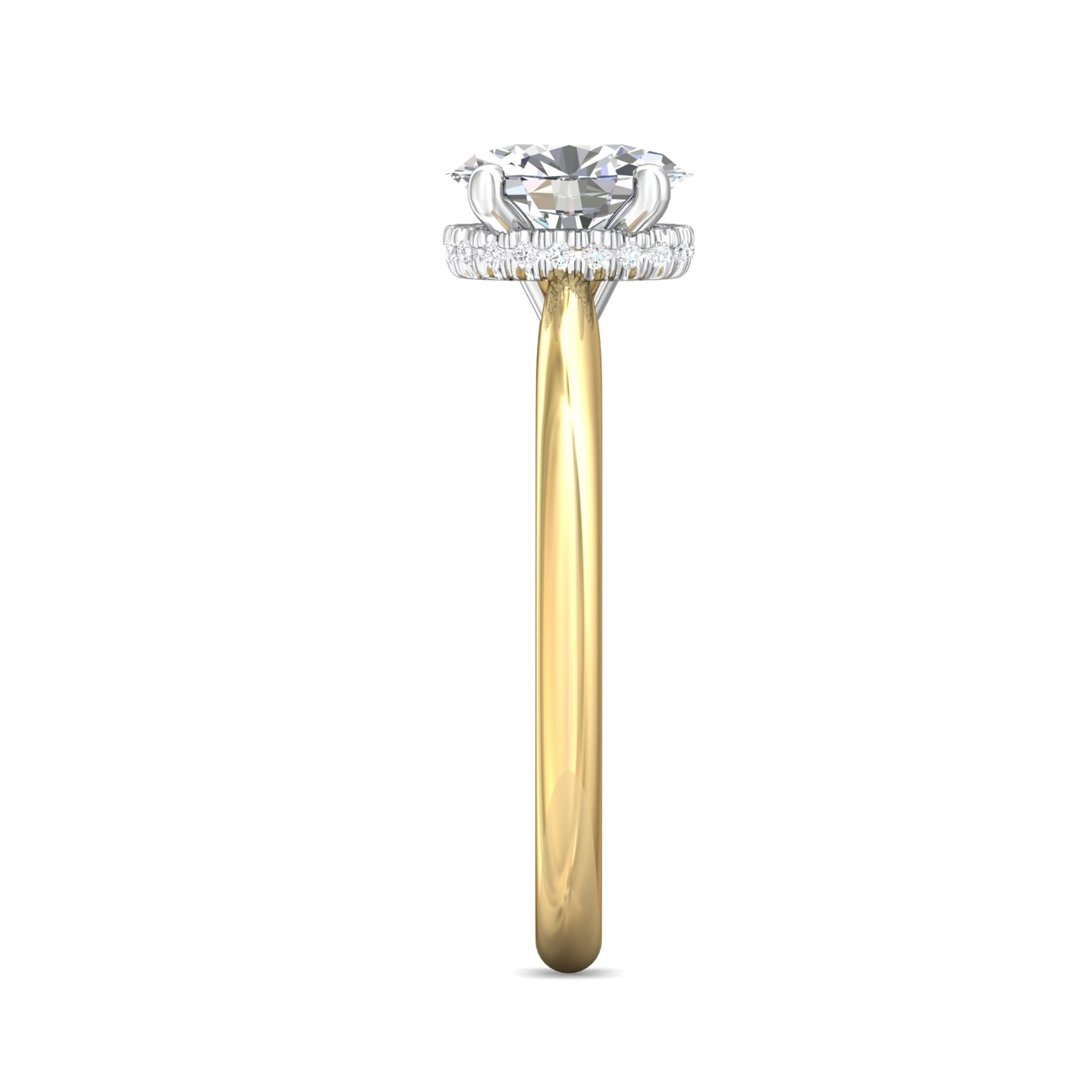 14K Yellow and White Gold Oval Diamond Engagement Ring