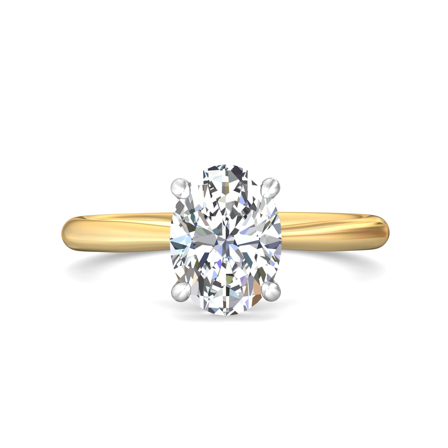 18K Yellow Gold and Platinum Oval Diamond Engagement Ring