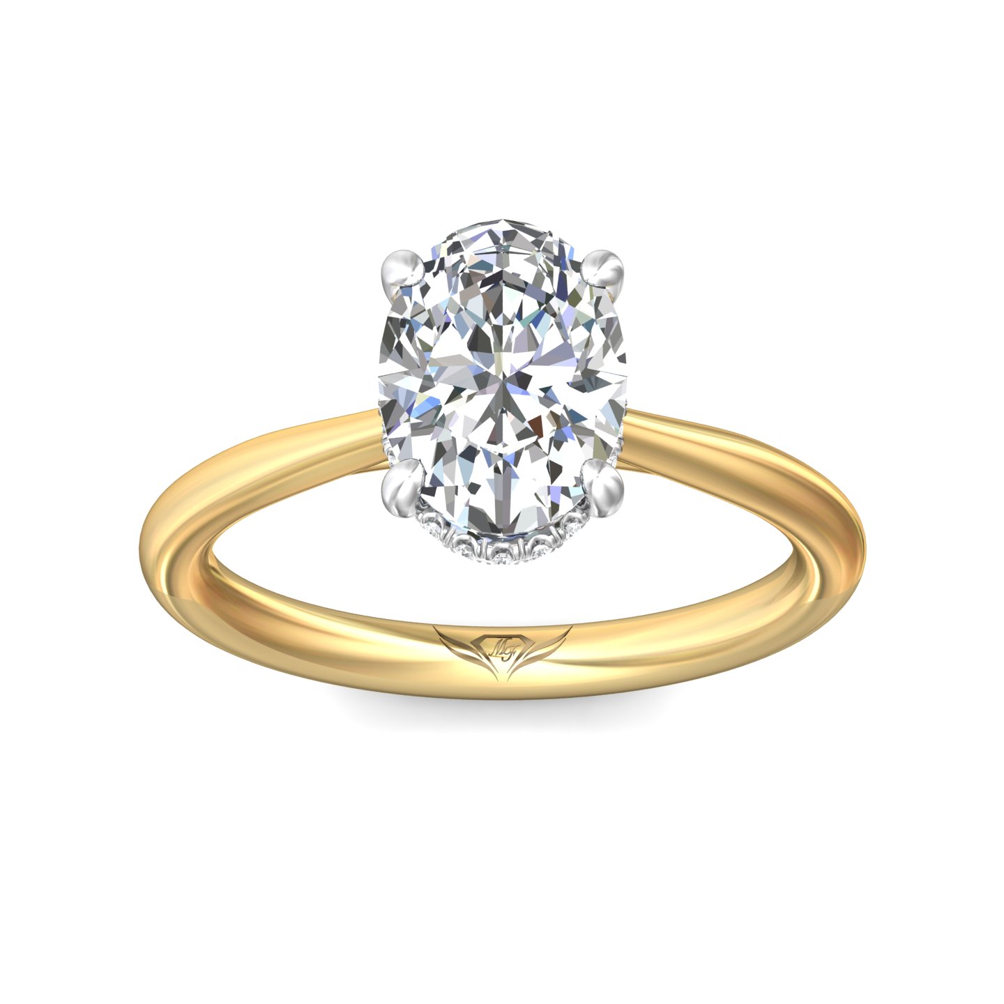 18K Yellow Gold and Platinum Oval Diamond Engagement Ring