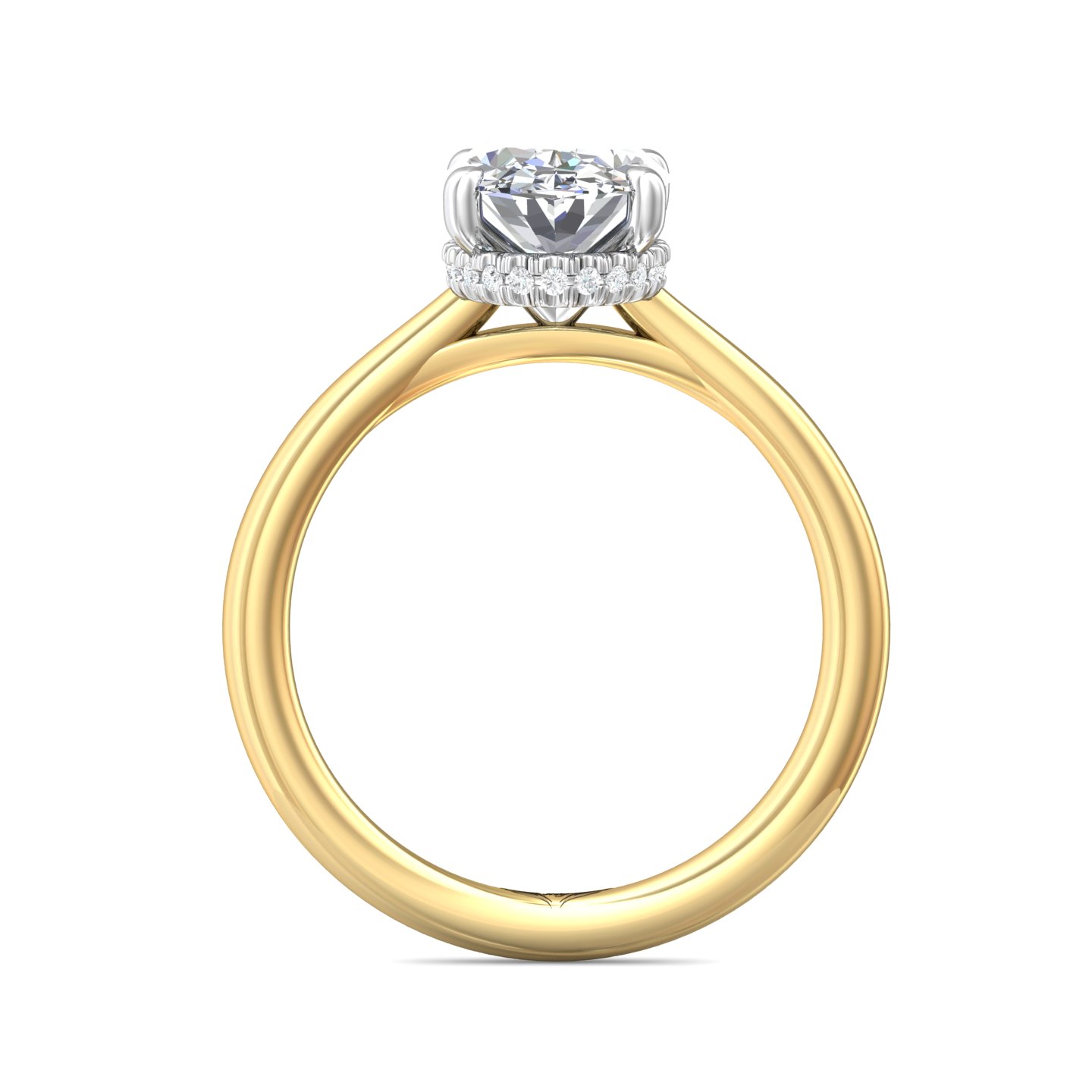 18K Yellow Gold and Platinum Oval Diamond Engagement Ring