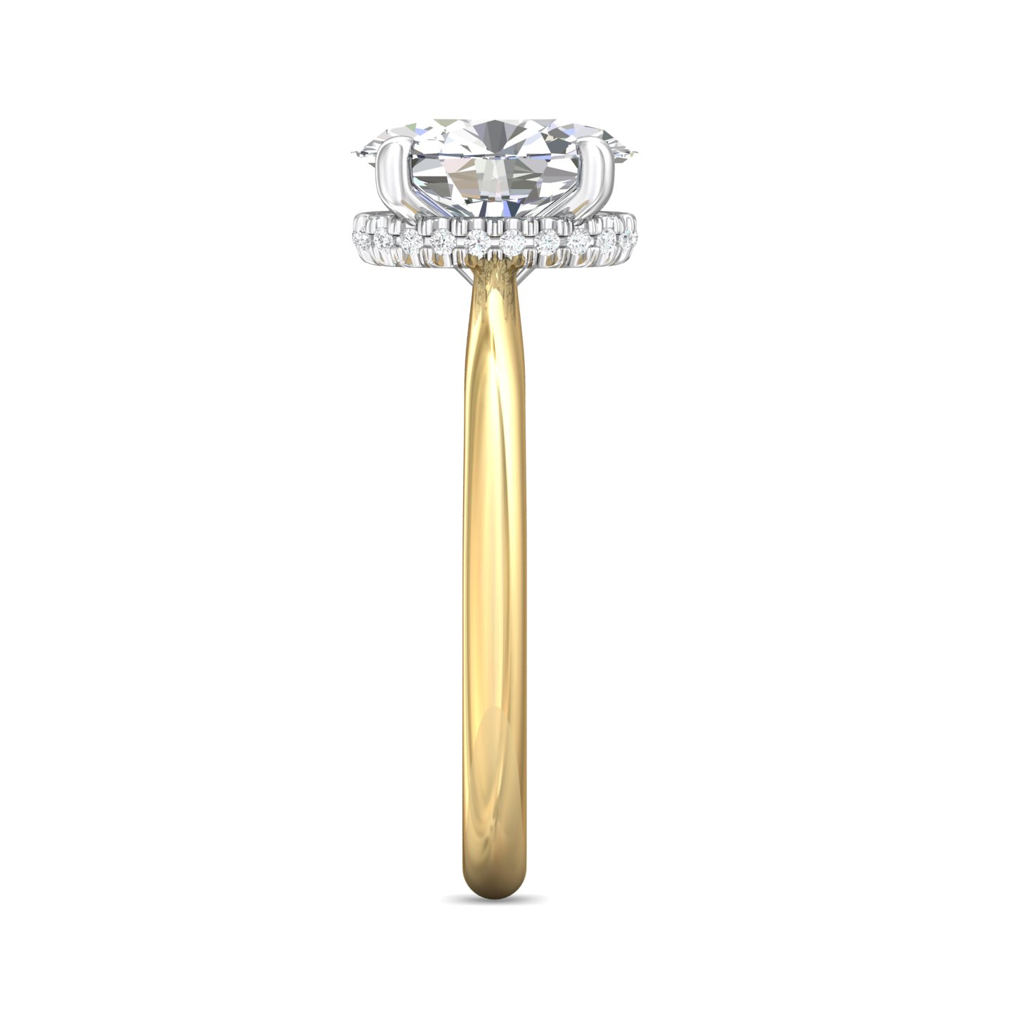 18K Yellow Gold and Platinum Oval Diamond Engagement Ring
