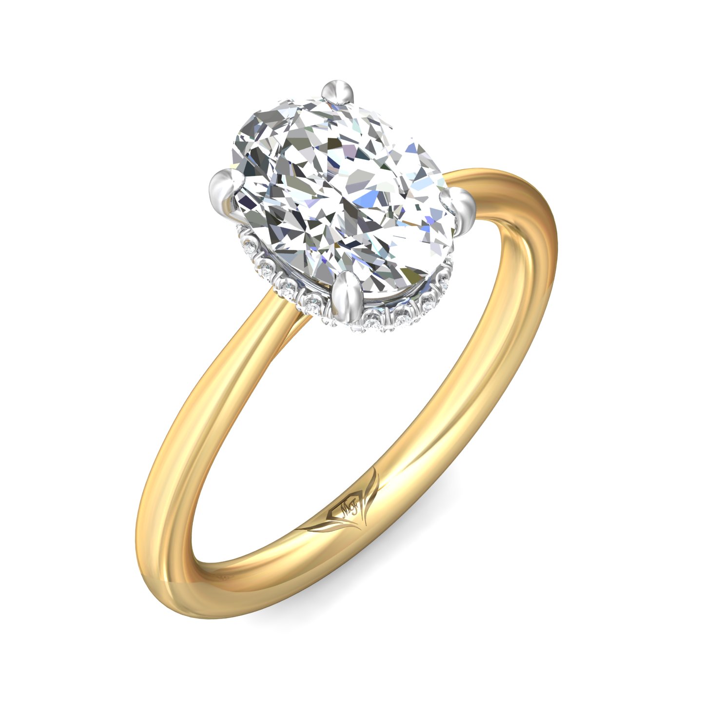 18K Yellow Gold and Platinum Oval Diamond Engagement Ring