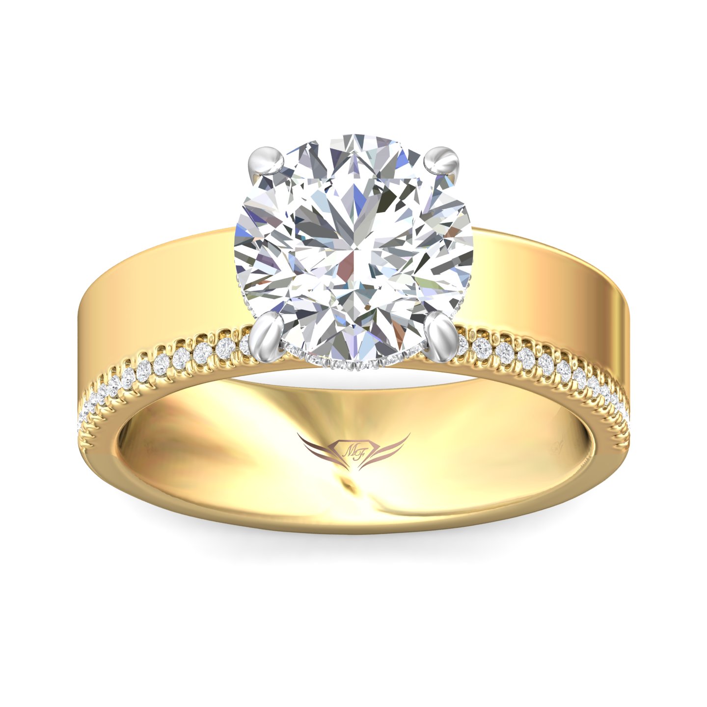 14K Yellow and White Gold Solitaire Engagement Ring