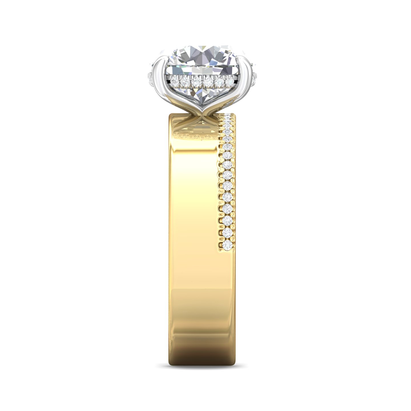 14K Yellow and White Gold Solitaire Engagement Ring