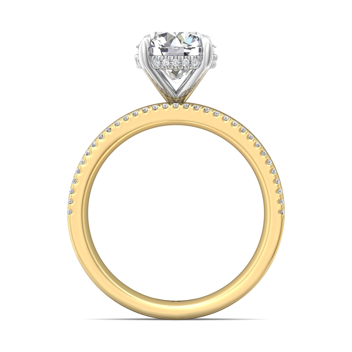 18K Yellow Gold and Platinum Round Diamond Engagement Ring