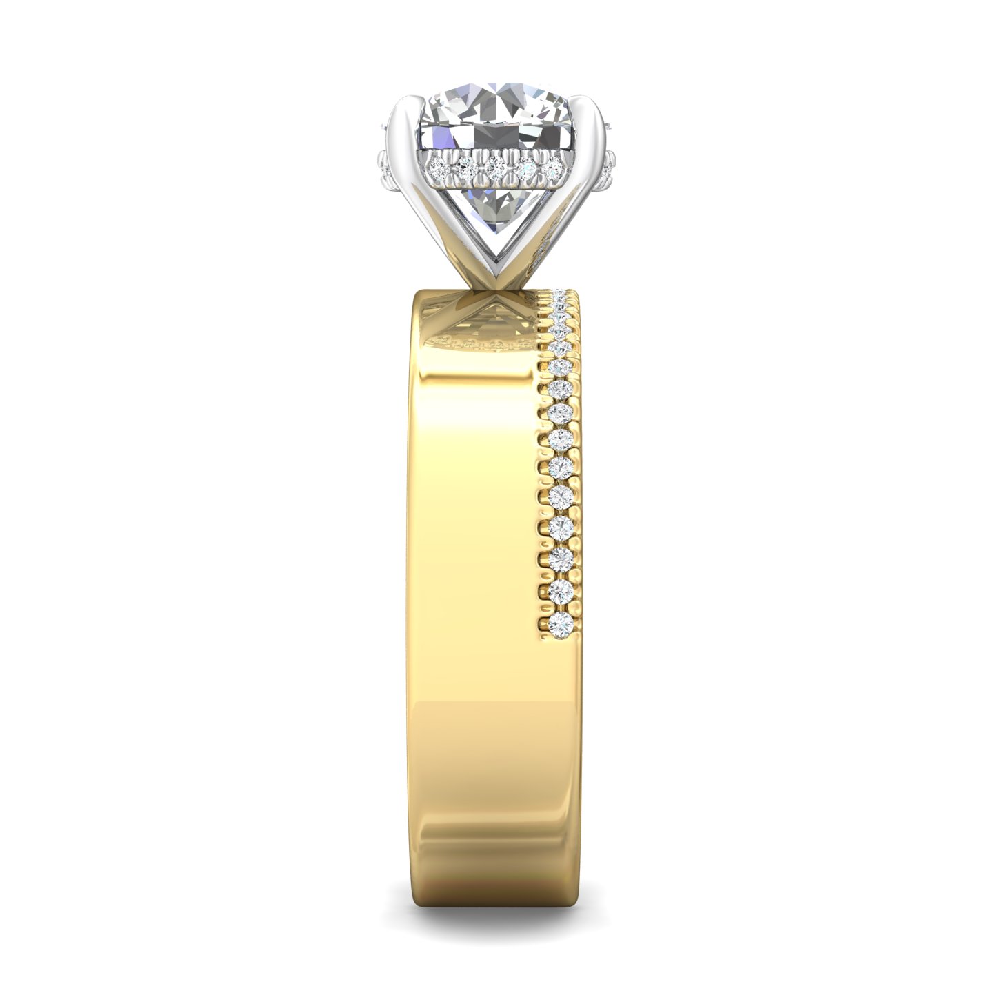 18K Yellow Gold and Platinum Round Diamond Engagement Ring